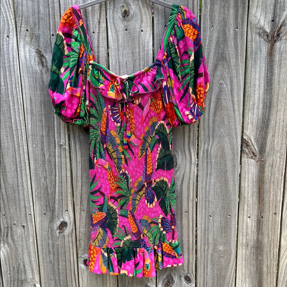 🦜🦜 FARM RIO PAINTED TOUCANS DRESS NWOT SIZE SMALL 🦜🦜